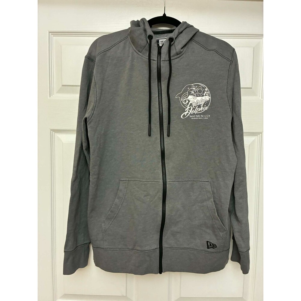 New Era Frisky‎ Dolphin Gray Zip Hoodie Sweatshirt Men’s Large L Full Zip